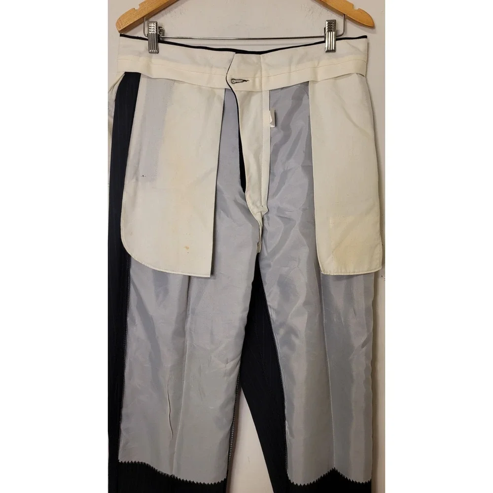 Nautica 2 Piece Suit 42L Navy Pinstripe‎ Jacket Pant 33x33 Pleated Cuff Wool